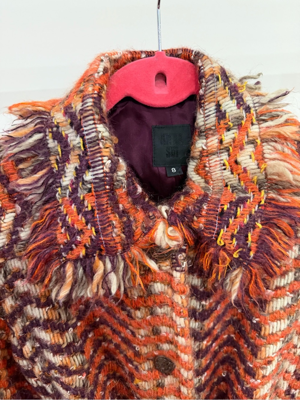 Anna Sui Fall 2006 Burnt Orange Woven Wool Coat RARE size 8 - Picture 3 of 15